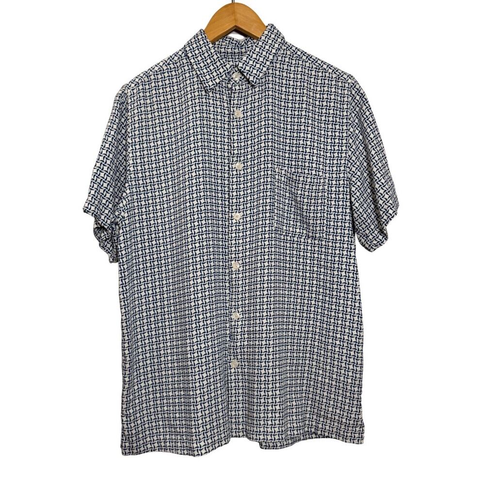 Linea Rosso Signature Men's Silk Blend Short Sleeve Button Down Shirt Medium
